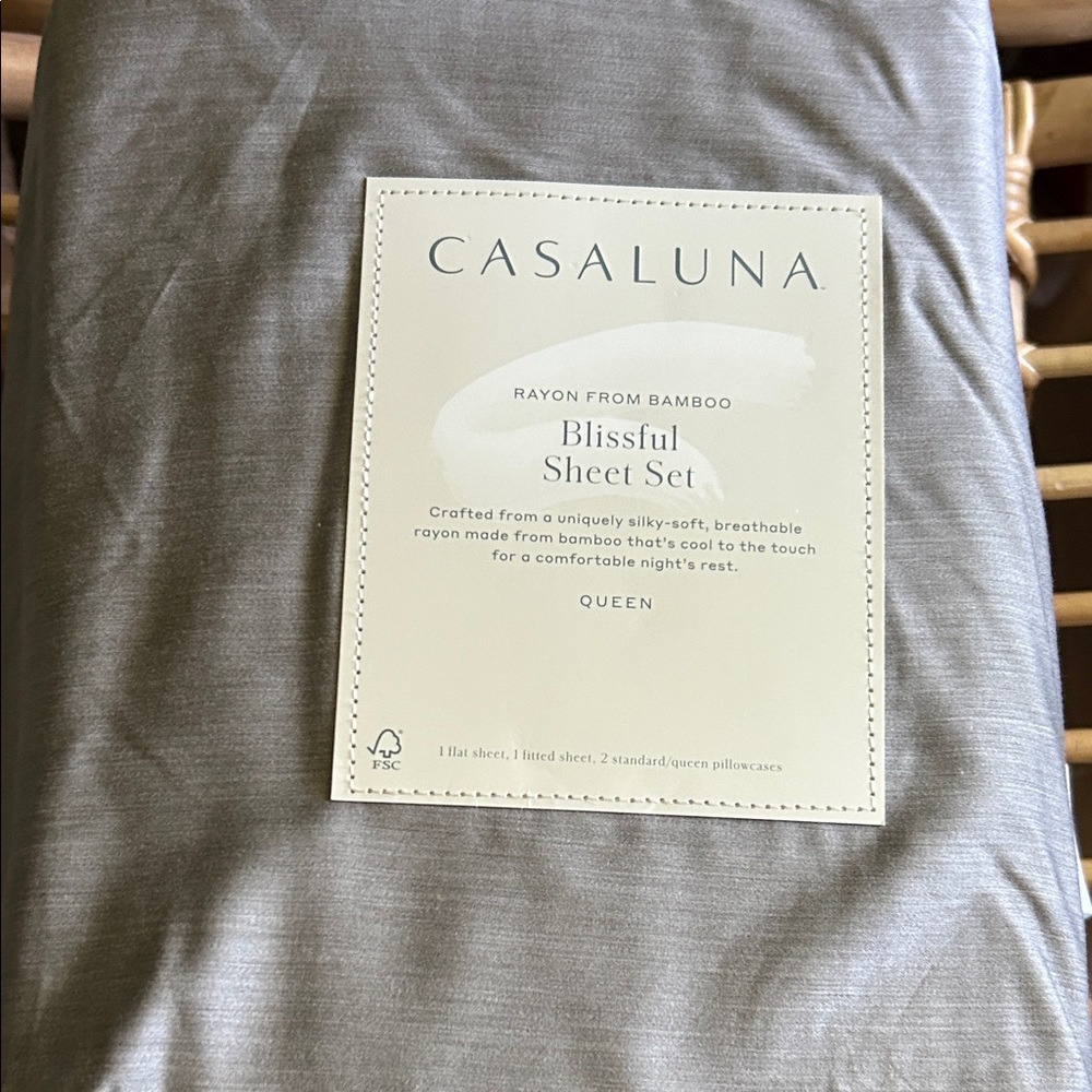 Catalans Queen Bamboo Rayon Sheet Set in Dark Gray